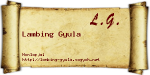 Lambing Gyula névjegykártya